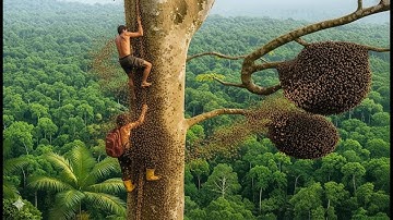 A terrifying wild honey hunt – The giant tree climbing adventure of two hunters | Wild honey