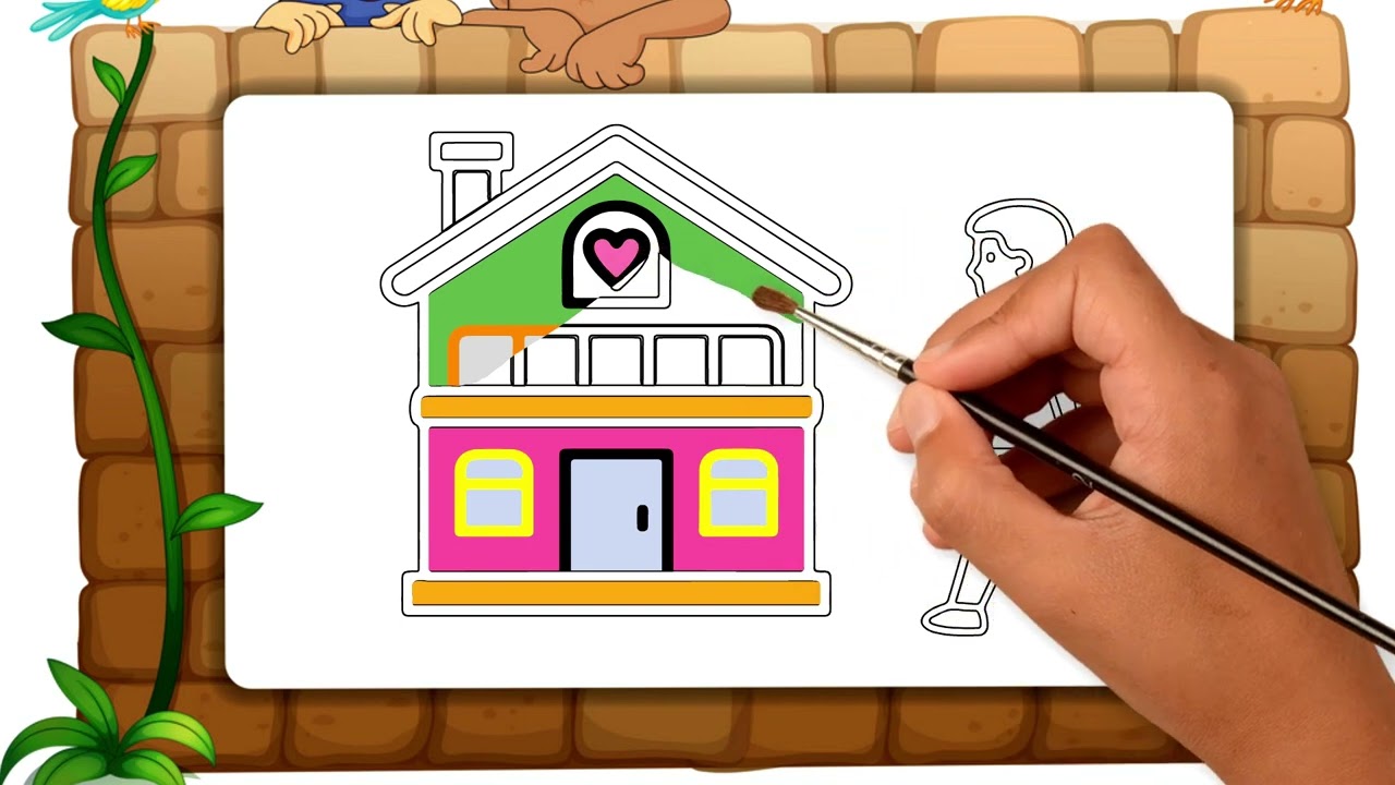 Drawing House form Shapes, easy acrylic painting for kids Art and Learn YouTube