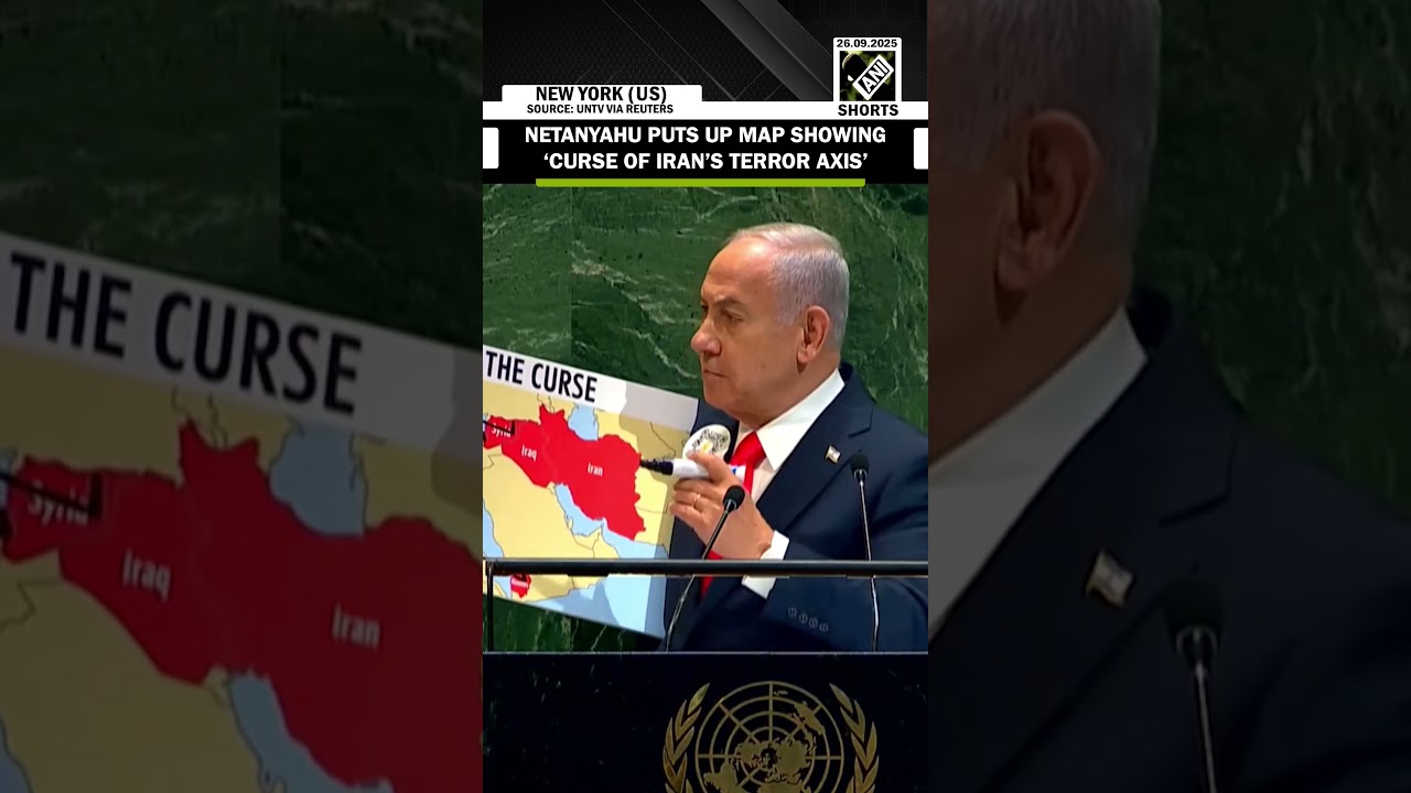 Israeli PM Netanyahu at UNGA shows map calling it ‘curse of Iran’s terror axis’ highlighted in red