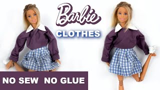 DIY BARBIE CLOTHES ? NO SEW NO GLUE | How to Make Barbie Doll Clothes | Easy Clothes for Dolls