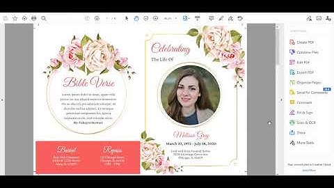 Womens Funeral Program Template | Editable & Printable Canva Template With Poems | 5 x 7 Obituary