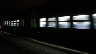 Футаж Ночь, станция, проходящий поезд
