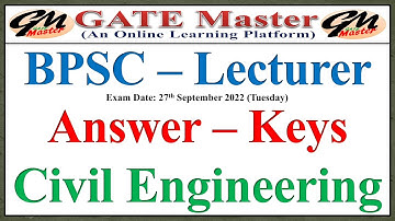 BPSC Lecturer (39/2020) Civil Engineering Answer Key | Exam Date: 27/09/2022, Government Polytechnic