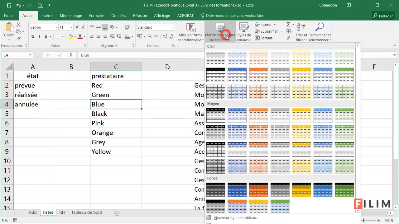 Excel - 3 Avance - Exercice Creer Un Tableau De Bord Formation - Youtube