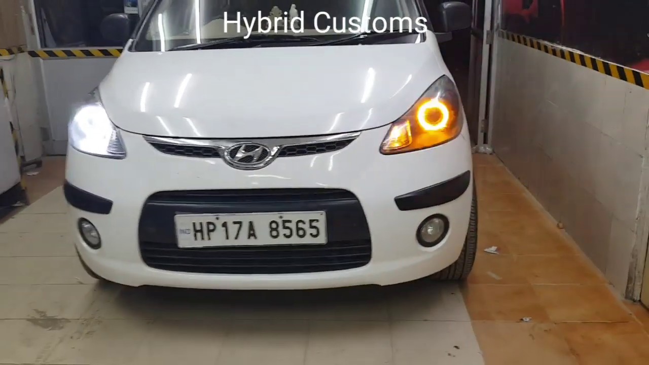 HYUNDAI I10 GRAND || Custom Headlamps by Hybrid Customs - YouTube