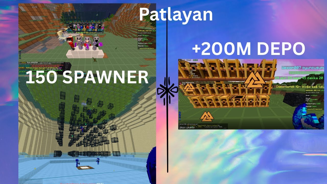 Patlayan 150 Spawnerlı claimler ve +200M Lik Depo Claimleri - Survival Ametist
