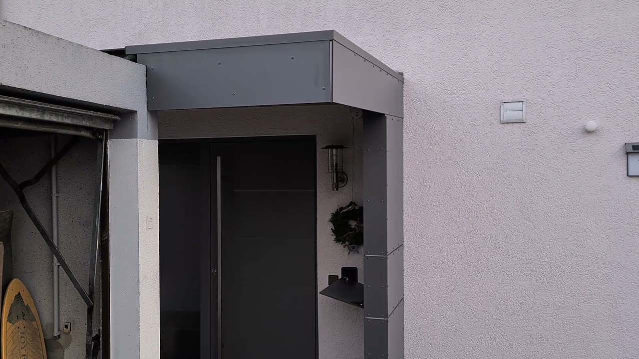 HPL platten Seitenblende Vordach Überdachung Eingangstür mit Briefkasten Seitenblende wie Montage