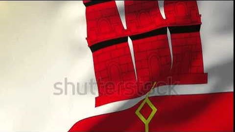 Gibraltar flag waving in the wind. Looping sun rises style. Animation loop Stock video by