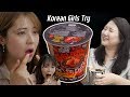 Korean girls try Daebak Ghost Pepper Noodle!