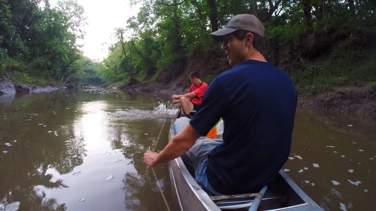 Running Small Creek Trot Lines in a Canoe