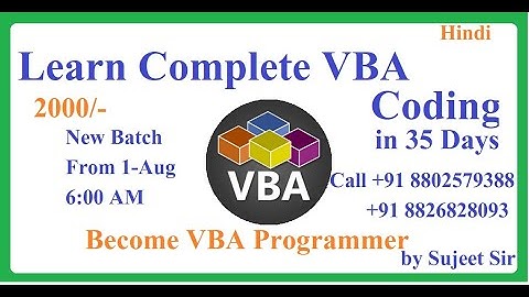 Learn Complete VBA Coding with Easy way with Sujeet sir in Hindi