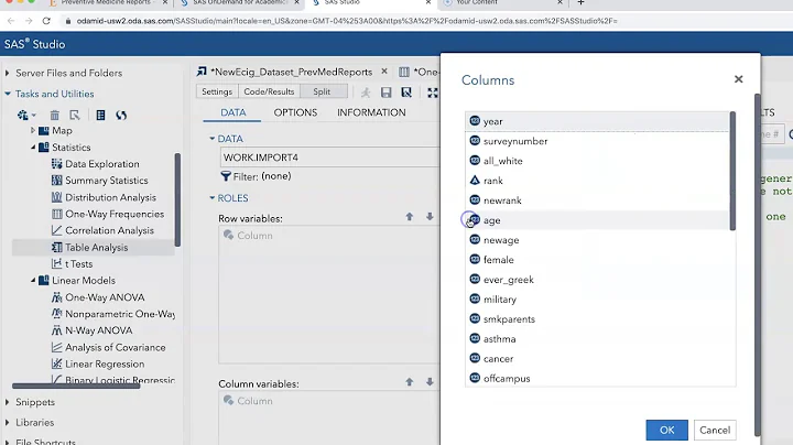 Video 9 - Analyzing Categorical Data w/SAS Studio using Chi-Square Tests and Fisher Exact Tests