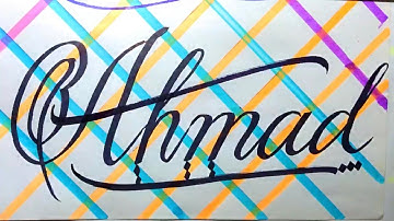 Ahmad Name Signature Calligraphy Status | How to Cursive write with cut Marker #ahmad @ahmad