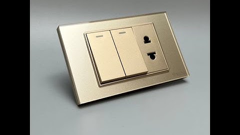 Công Tắc Ổ Cắm Điện Âm tường Mặt Kính Cường Lực Viền Vàng TENKO I Tenko.com.vn