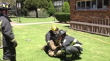 Two man firefighter rescue drill