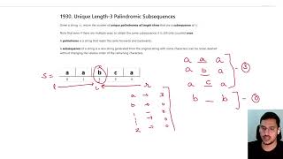 O(N) solution LeetCode 1930. Unique Length-3 Palindromic Subsequences