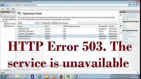 HTTP Error 503. The service is unavailable [ Resolved ] Solution 1