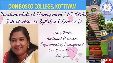 FUNDAMENTALS OF MANAGEMENT ( S1 BBA) – INTRODUCTION TO SYLLABUS