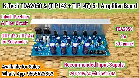 K-Tech (TDA2050 + 2-Transistor) 5.1 Amplifier Board | TIP142 & TIP147 | Village Tech Tree | Tamil