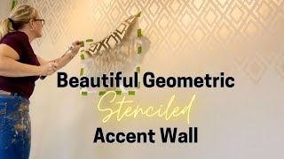Creating A Beautiful Stenciled Geometric Accent Wall Using Cutting Edge Stencils Alexa Wall Stencil!