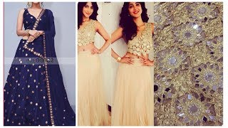 Heavy mirror work fabric outfit ideas,crop top lehenga designs screenshot 5