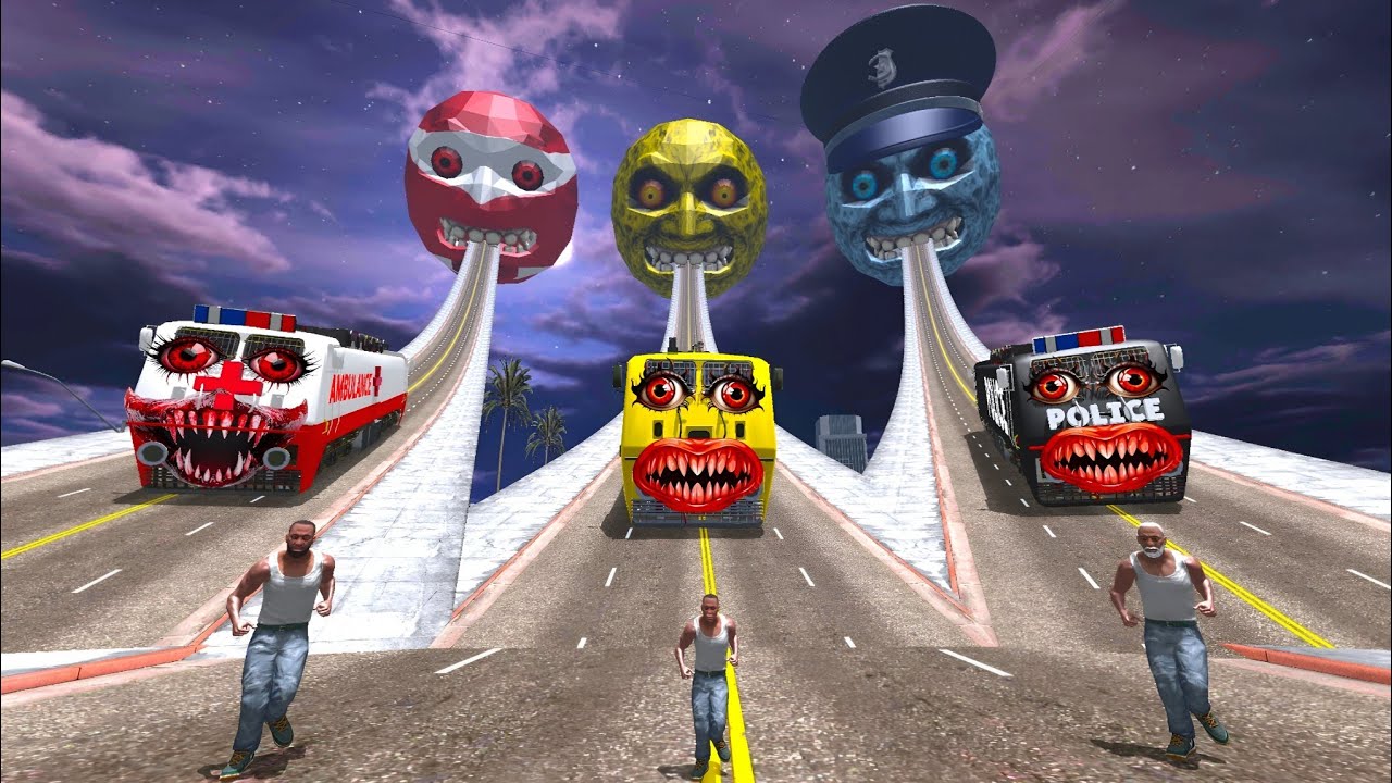 Longest School Train Police Train vs Franklin in Indian Bikes Driving 3d