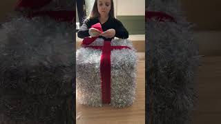 DOLLAR TREE CHRISTMAS DIYS 2022 | LARGE TINSEL PRESENT DECOR | LEXI DIY | DIY 1!