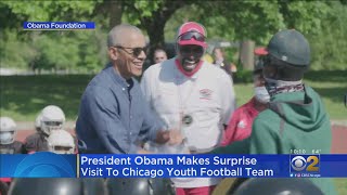 Former President Obama Makes Surprise Visit To Chicago Youth Football Team's Practice