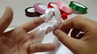 طريقة عمل فيونكة سهلة بالأصابع من شرايط الستان - make simple easy bow, diy, ribbon hair bow