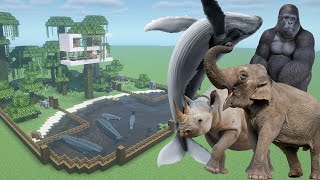 How To Make an Elephant, Gorilla, Rhino, and Whale Farm in Minecraft PE