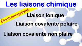 Les liaisons chimique : liaison covalente non polaire, liaison covalente polaire et liaison ionique