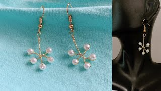 Diy pearl earrings @handmade creations by sriya light weight
earrings/simple handmade earrings/wire wrapped jewelry