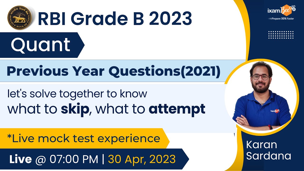 RBI Grade B 2023 RBI Grade B Quant 2021 Previous year Questions