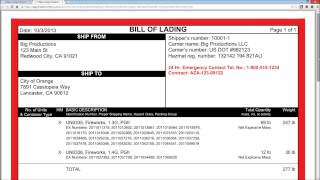 Bill of Lading for Hazardous Materials