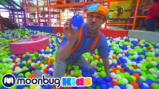 Blippi Visits an Indoor Play Place! LOL  Kids Subtitles | Learn With Blippi | Moonbug Literacy