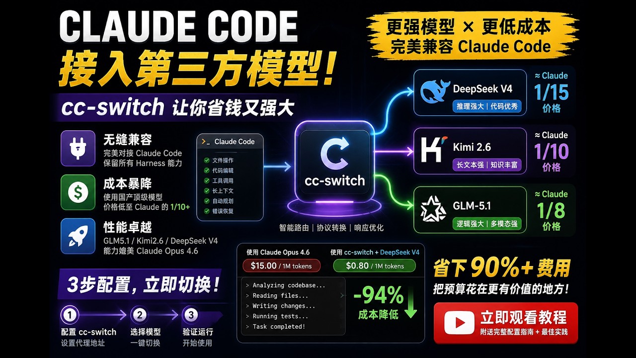 Claude Code 太贵？用 cc-switch 来帮你 | 省钱秘籍 - YouTube