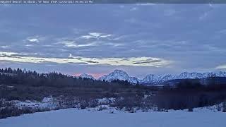 Teton Time Lapse of sunset viewed from Hatchet Resort on December 30, 2023