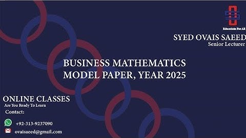 Business Mathematics paper 2025 (Model paper), First year Commerce, BIEK