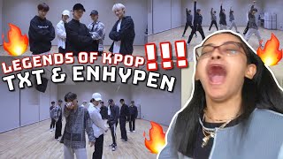 TXT & ENHYPEN ‘Legend of K-POP’ 2021 KBS 가욪축제 Dance Practice 🌟 REACTION