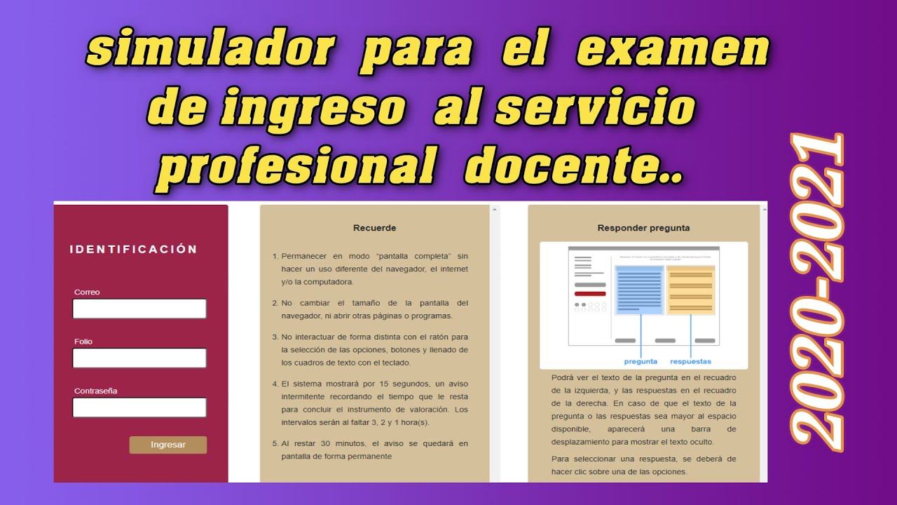 Simulador para el examen de admisión ciclo escolar 2020-2021 - YouTube