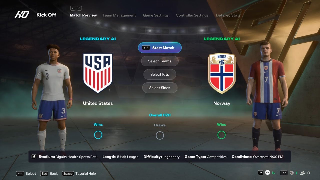 США против Норвегии | Международный матч | EA FC 26 | Симуляция