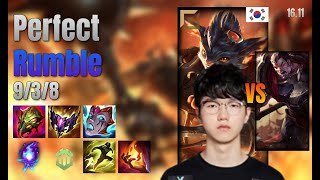Perfect Top Rumble vs Darius lol KR solo rank Full Game 16.11 | 퍼펙트 럼블 vs 다리우스
