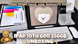 New iPad 10th generation unboxing 2023 in silver [256gb]plus accessories (aesthetic & ASMR)