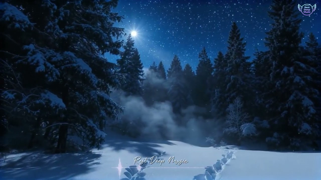 Relaxing Piano Music - Moonlit Snow Forest for Deep Rest