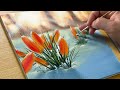 Easy Way to Draw Flowers and Winter scenery / Acrylic Painting for Beginners