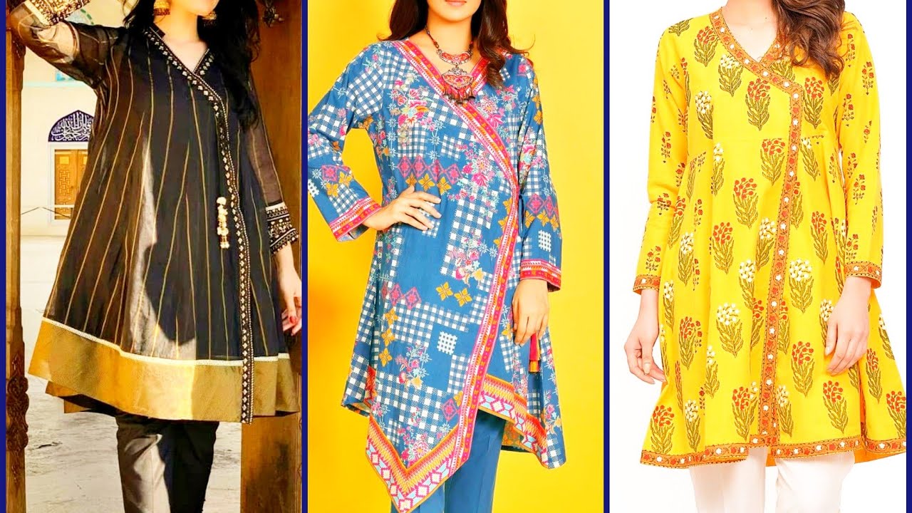 Latest stylish girl's angrakha short frock kurti design 2020 collection ...