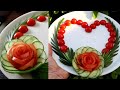 Super Salad Decoration Ideas - Cucumber & Tomato Rose Carving Garnish