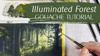 Illuminated Forest Gouache Landscape Painting Tutorial screenshot 5