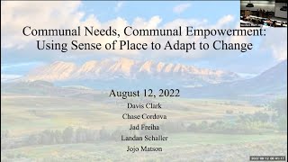 Communal Needs, Communal Empowerment: Using Sense of Place to Adapt to Change