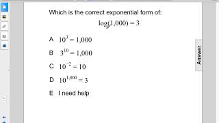 Algebra2 Exp Funcs Intro to Logarithms Pt 2 Q112
